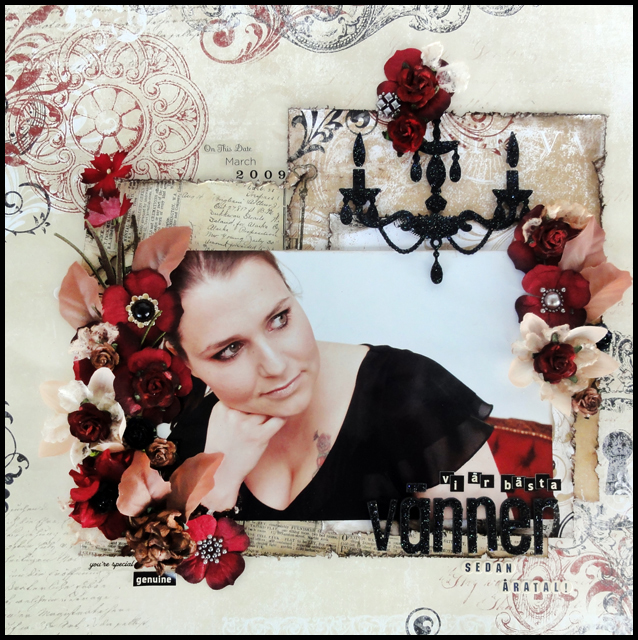 Layout for a friend, red, black and beige