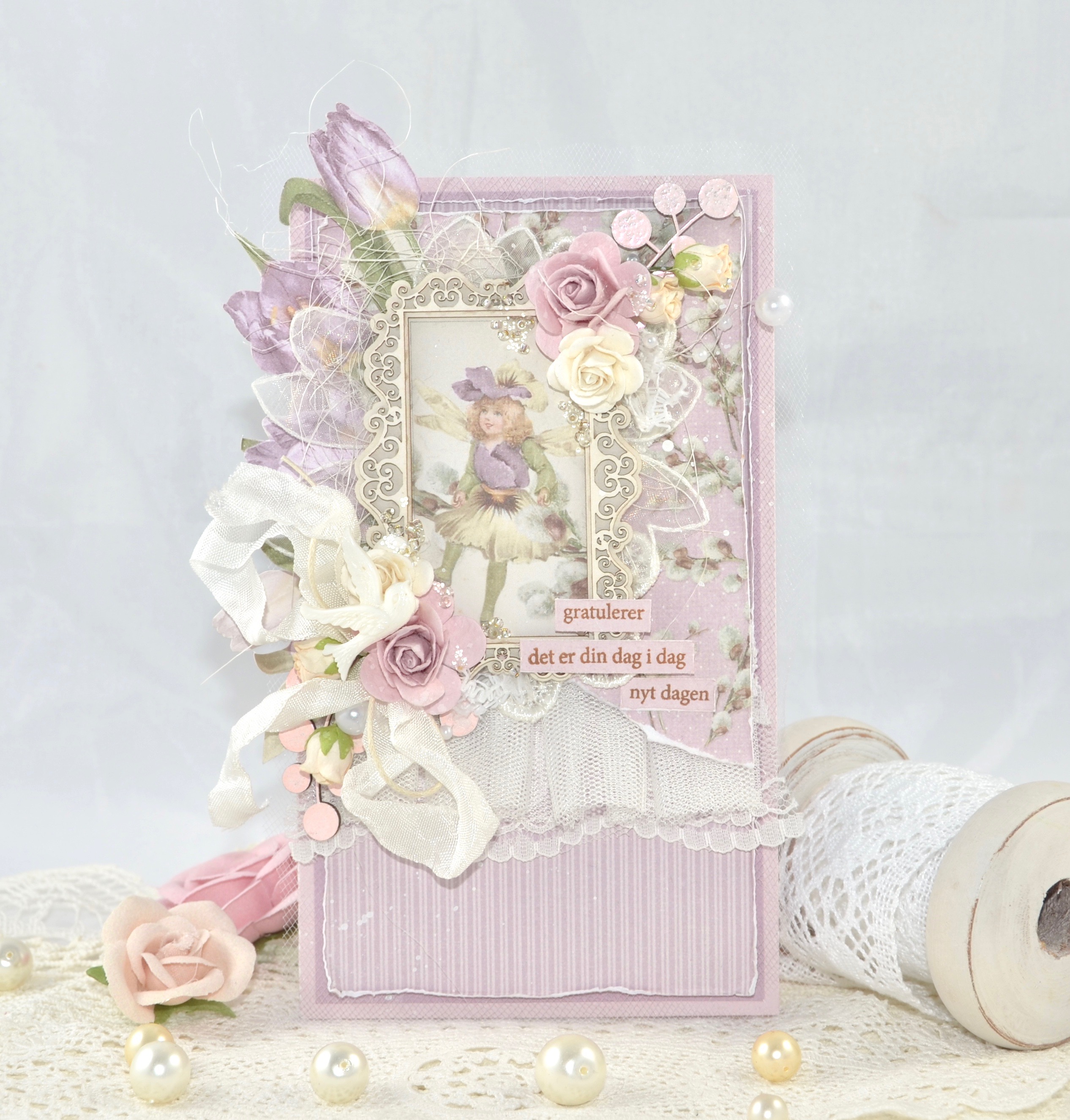 LILAC CARD WITH EMBELLISHMENTS