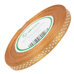 Dotted satin ribbon 6mm 22m 21 gold