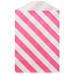 Paper Bags 10pcs. 2.75 x 4 " (7x10cm) - Pink Diagonal Stripes - Whisker Graphics