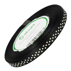 Satin dot ribbon 6mm 22m - 8008 black