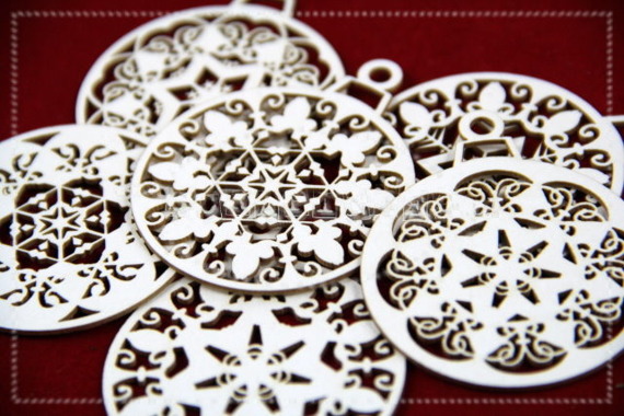  Chipboard Christmas set of openwork baubles (6 pcs)- Kaleidoscope 