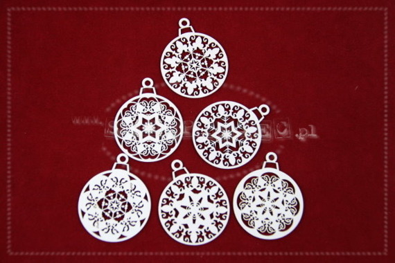  Chipboard Christmas set of openwork baubles (6 pcs)- Kaleidoscope 