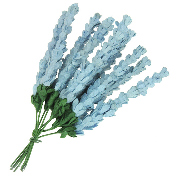 10 BABY BLUE MULBERRY PAPER HEATHER FLOWERS