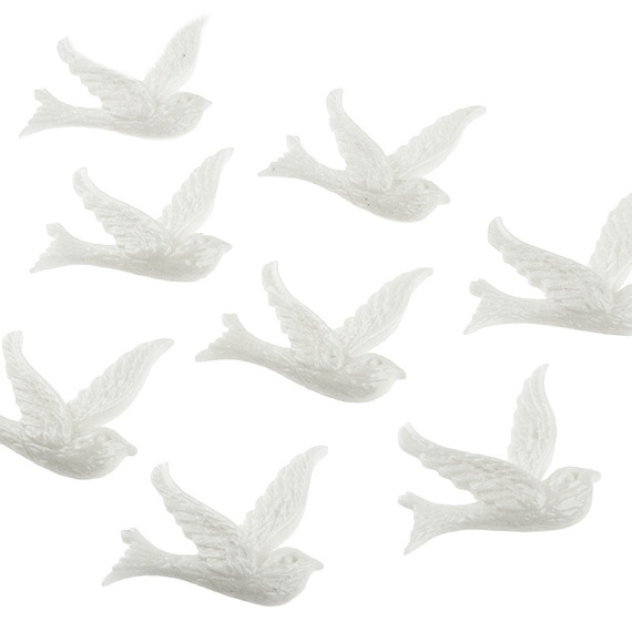 10 LARGE WHITE DOVE EMBELLISHMENTS