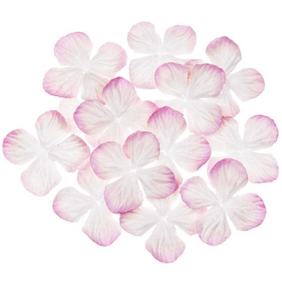 100 2-TONE BABY PINK HYDRANGEA BLOOMS 50MM