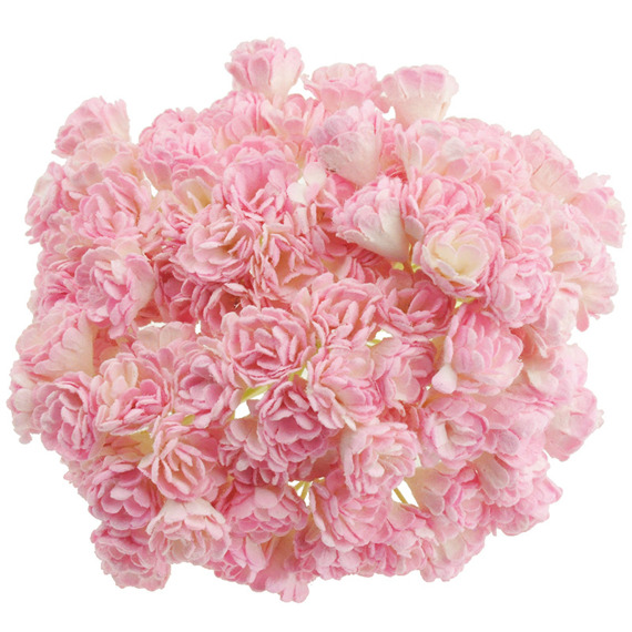 100 2-TONE BABY PINK/IVORY MULBERRY PAPER GYPSOPHILA FLOWERS