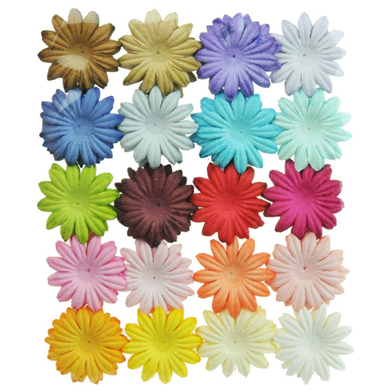 100 MIXED COLOUR SUMMER BLOOMS (20 colours - 3cm / 1,18")