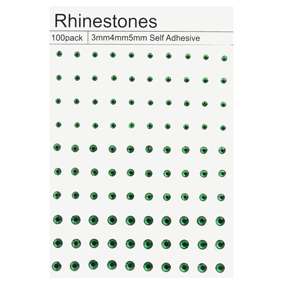 100 SELF ADHESIVE RHINESTONES - GREEN