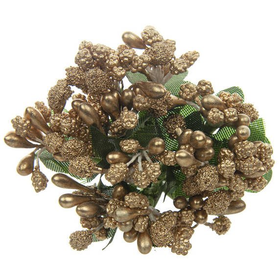 11 GOLD BEAD BERRY SPRAY CLUSTERS