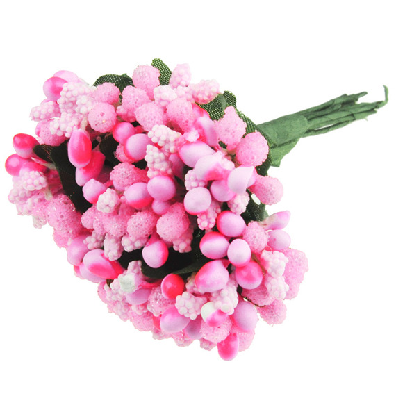 11 NEON PINK BEAD BERRY SPRAY CLUSTERS
