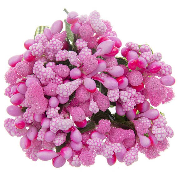 11 NEON PINK BEAD BERRY SPRAY CLUSTERS