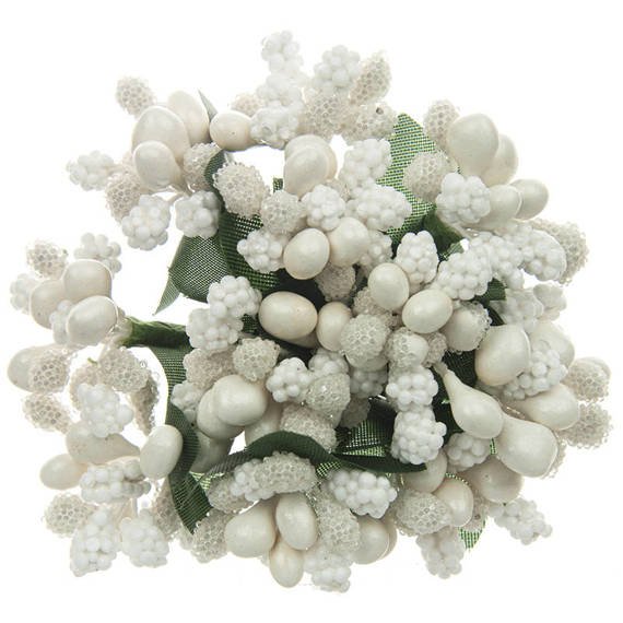 11 WHITE BEAD BERRY SPRAY CLUSTERS 