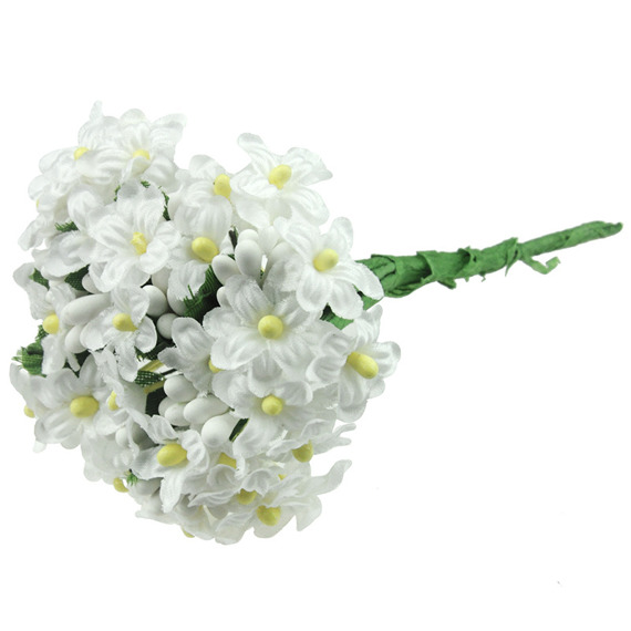 12 WHITE BEAD BERRY SPRAY CLUSTERS WITH FLOWERS