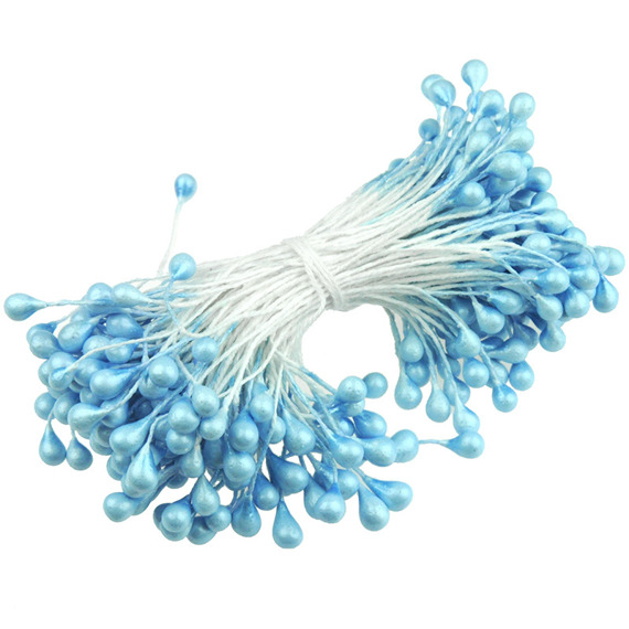 160 BABY BLUE DOUBLE HEAD PEARL STAMENS