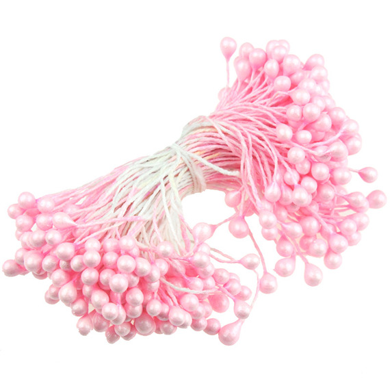 160 BABY PINK DOUBLE HEAD PEARL STAMENS