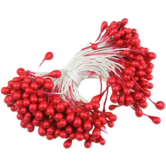 160 RED DOUBLE HEAD PEARL STAMENS