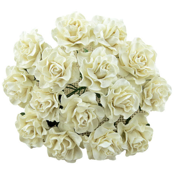 20 IVORY TUSCANY ROSES - 35mm (1⅜")