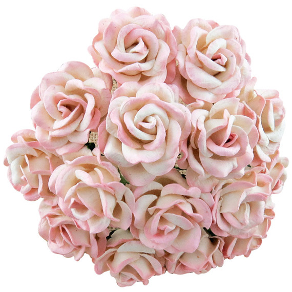 25 2-TONE BABY PINK/IVORY MULBERRY PAPER CHELSEA ROSES