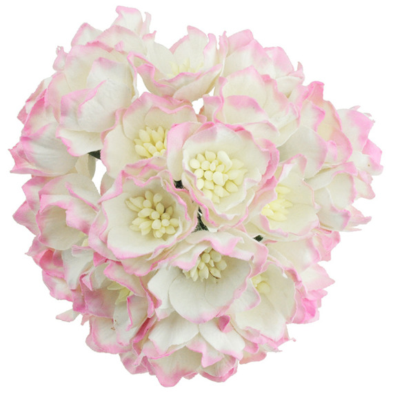 25 2-TONE BABY PINK/IVORY MULBERRY PAPER LOTUS FLOWERS