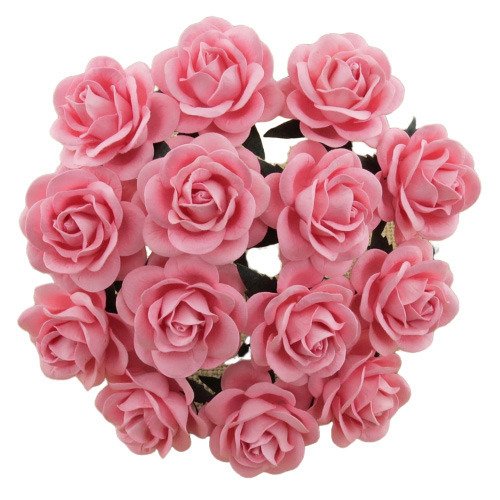 25 BABY PINK MULBERRY PAPER TRELLIS ROSES 40MM