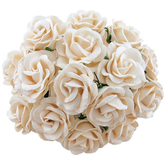 25 IVORY MULBERRY PAPER CHELSEA ROSES