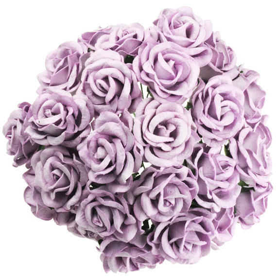 25 LILAC MULBERRY PAPER CHELSEA ROSES