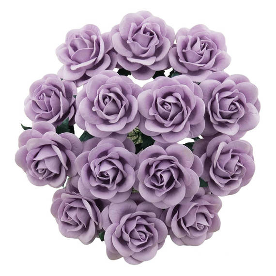 25 LILAC MULBERRY PAPER TRELLIS ROSES 40MM