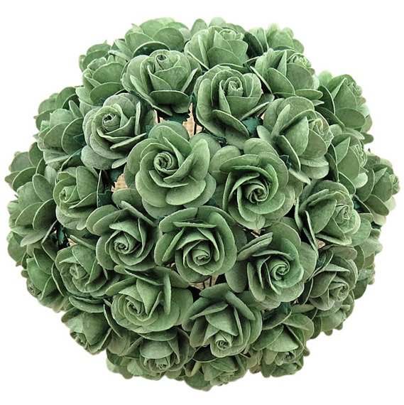 25 MINT GREEN MULBERRY PAPER OPEN ROSES 25 MM