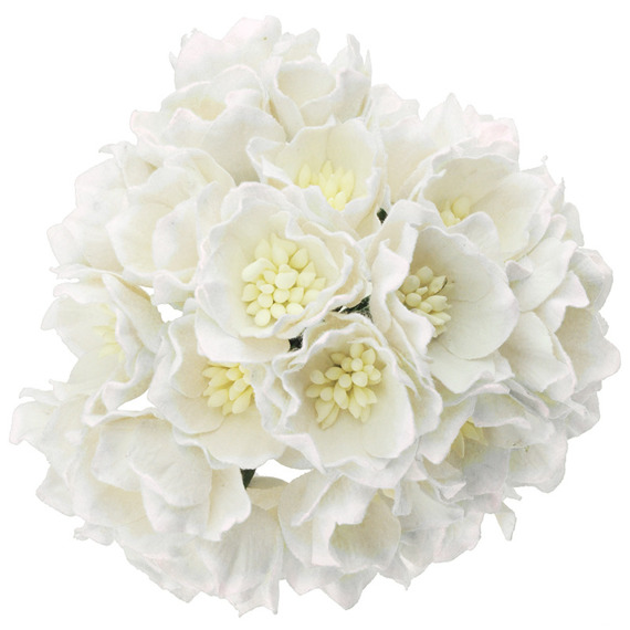 25 WHITE MULBERRY PAPER LOTUS FLOWERS