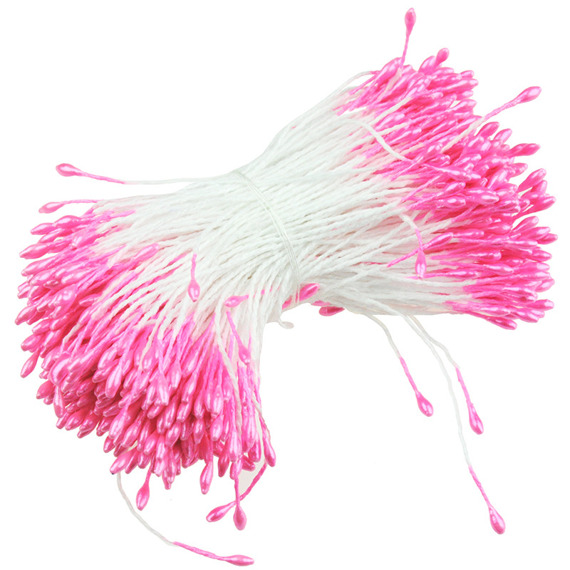 350 SMALL PINK DOUBLE HEAD PEARL STAMENS - 5mm (0.2")