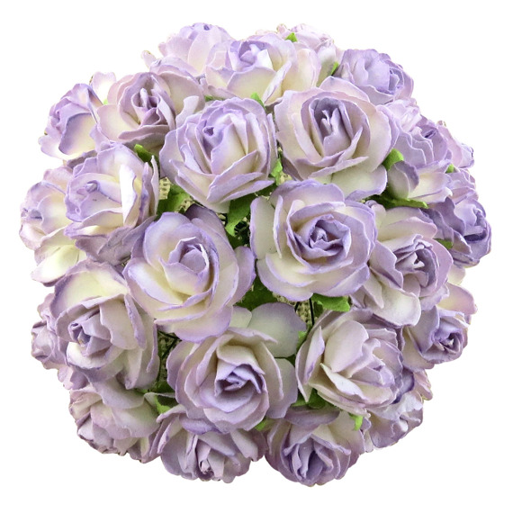 50 2-TONE LILAC MULBERRY PAPER WILD ROSES 1¼" (30mm)