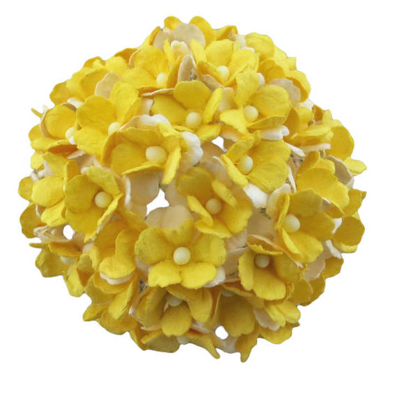 50 2-TONE YELLOW MULBERRY PAPER SWEETHEART BLOSSOM FLOWERS