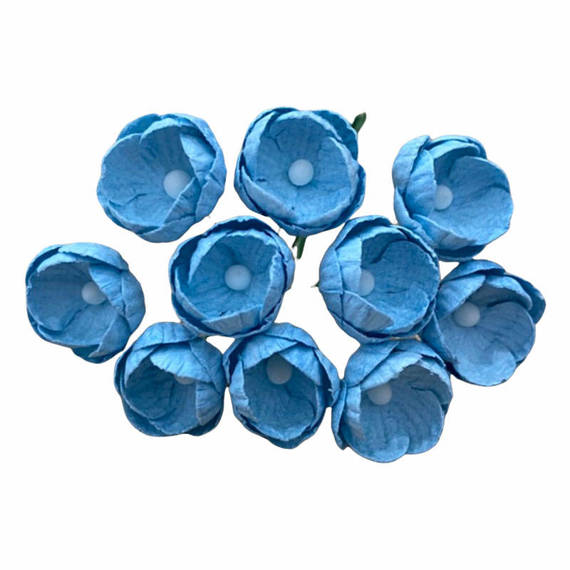 50 BABY BLUE MULBERRY PAPER BUTTERCUPS