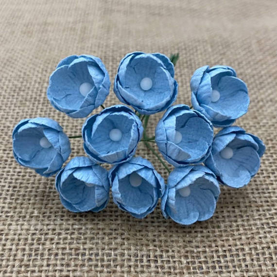 50 BABY BLUE MULBERRY PAPER BUTTERCUPS