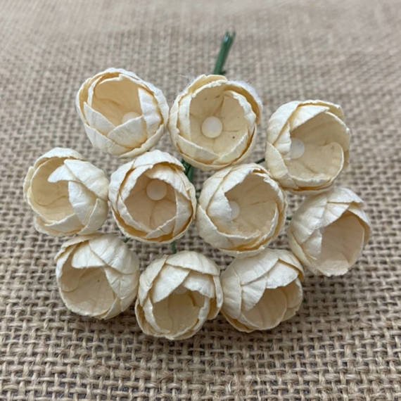 50 CREAM MULBERRY PAPER BUTTERCUPS