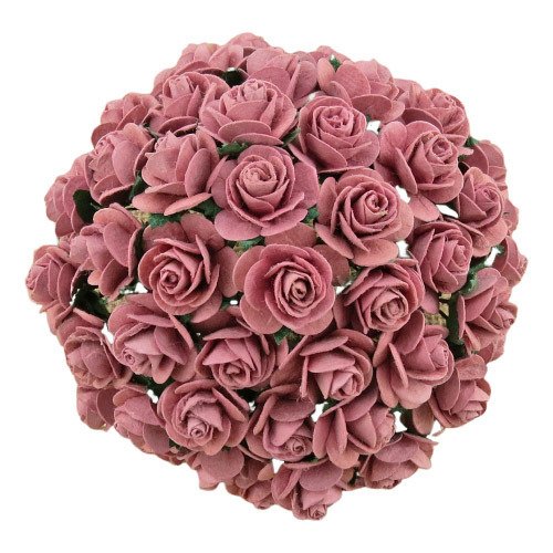 50 DUSKY PINK MULBERRY PAPER OPEN ROSES 15MM