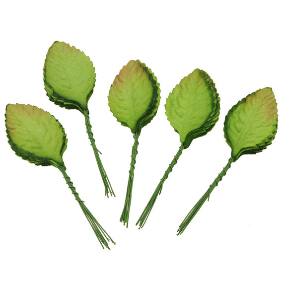 50 GREEN MULBERRY PAPER ROSE LEAVES - 1½" (40mm)