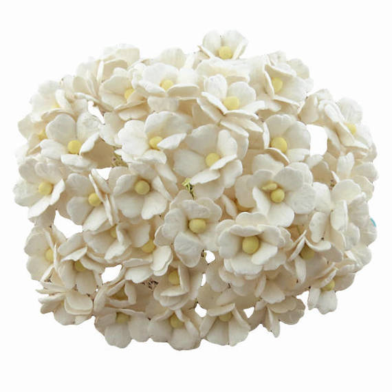 50 LIGHT IVORY MULBERRY PAPER SWEETHEART BLOSSOM FLOWERS