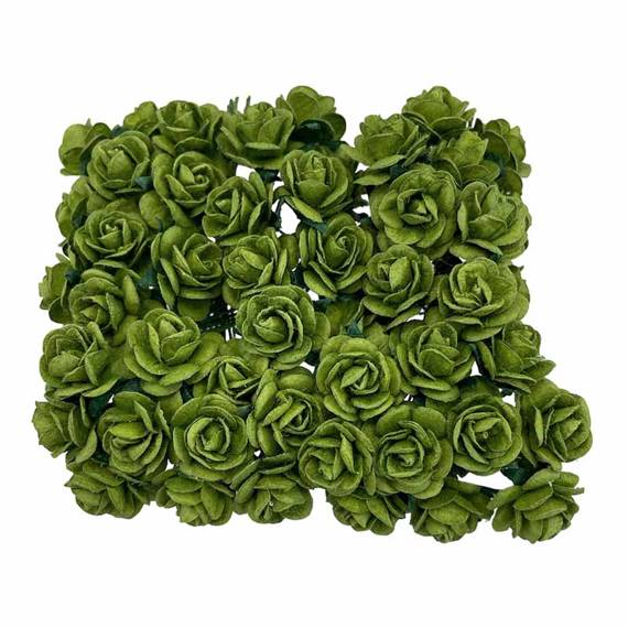 50 MINT GREEN MULBERRY PAPER OPEN ROSES 15 MM