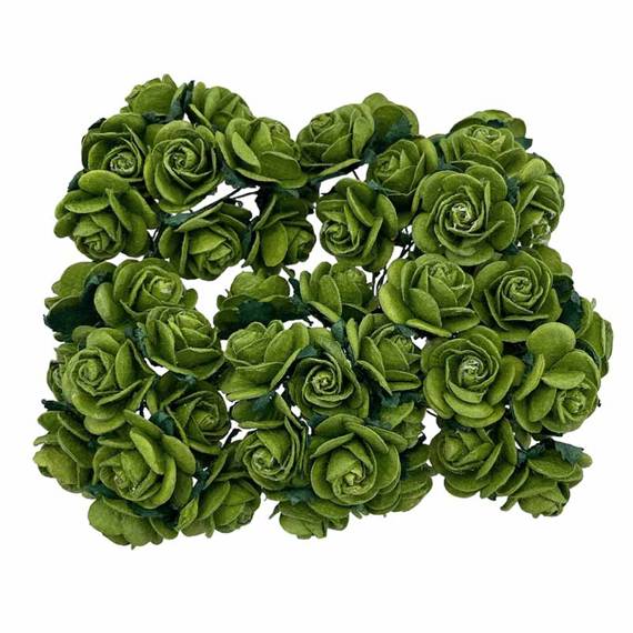 50 MINT GREEN MULBERRY PAPER OPEN ROSES 20 MM