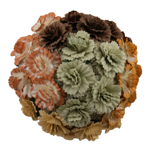 50 MIXED EARTH TONE MULBERRY PAPER CARNATION FLOWERS