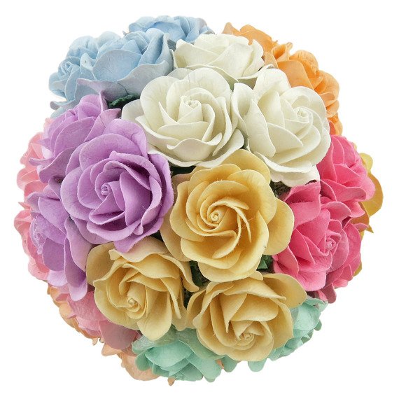 50 MIXED PASTEL MULBERRY PAPER TRELLIS ROSES 40mm