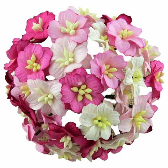 50 MIXED PINK MULBERRY PAPER APPLE BLOSSOMS