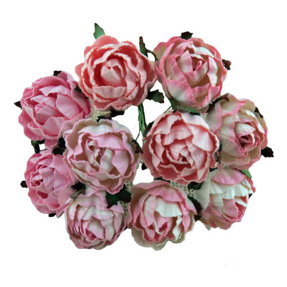 50 MIXED PINK PEONY MULBERRY PAPER FLOWERS