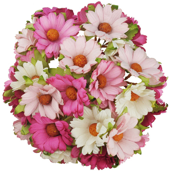 50 MIXED PINK/WHITE MULBERRY PAPER CHRYSANTHEMUMS