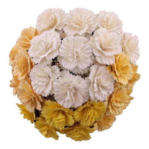 50 MIXED WHITE/CREAM MULBERRY PAPER CARNATION FLOWERS