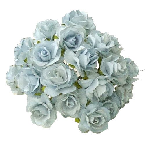 50 PALE BLUE MULBERRY PAPER WILD ROSES 1¼" (30mm)