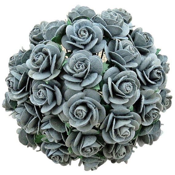 50 PARMA GREY MULBERRY PAPER OPEN ROSES 20 MM