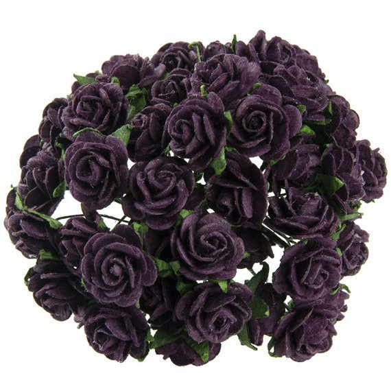 50 PLUM/AUBERGINE MULBERRY PAPER OPEN ROSES 25 mm